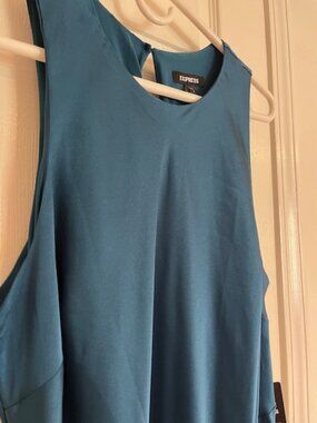 Express Teal Satin Midi Sleeveless A-Line Dress NWT - Size L